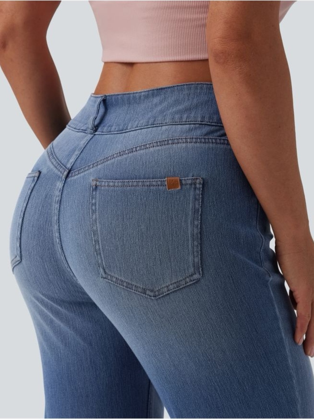 Halara flex asymmetrical mid-rise casual flare jeans with pockets - Picture 5 of 5